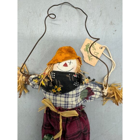 Handmade Rustic Scarecrow Ornament With Plaid Clothes & Wire to Hang READ - Picture 2 of 5